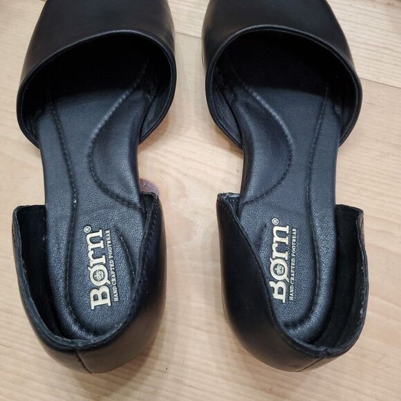 Born Escif D'Orsay Womens 6 Med Open Toe Flats Shoes Leather Black Comfort EUC - Picture 10 of 11